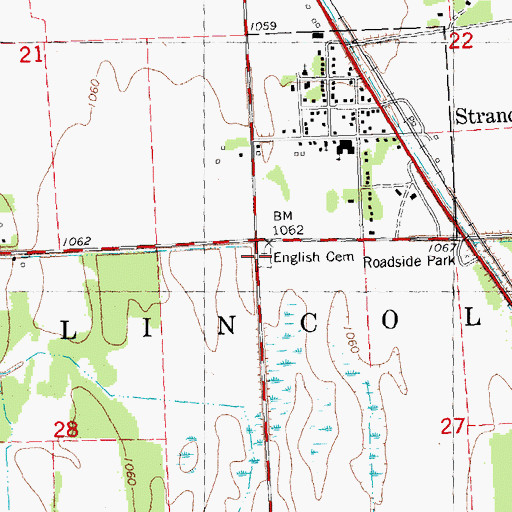 Topographic Map of English Cemetery, MN