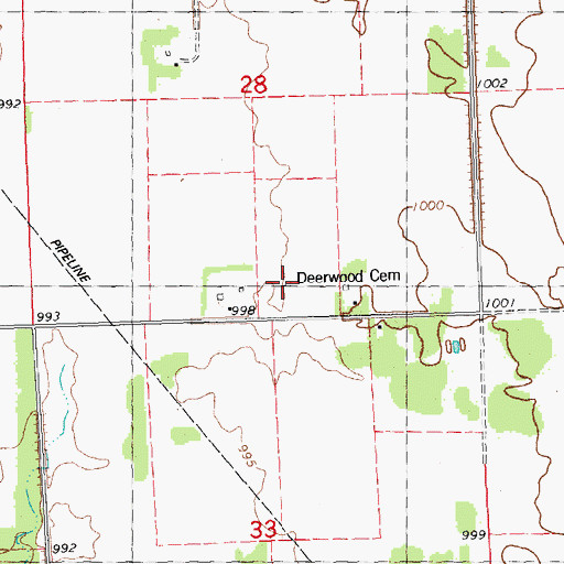 Topographic Map of Deerwood Cemetery, MN