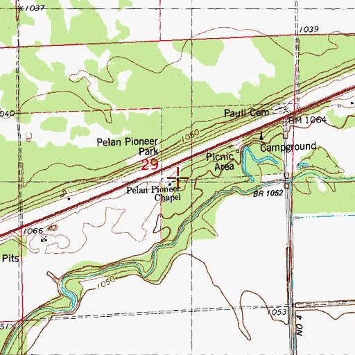 Topographic Map of Pelan Pioneer Chapel, MN