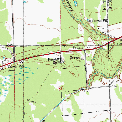 Topographic Map of Pelan Pioneer Cemetery, MN