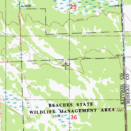 Topographic Map of Beaches State Wildlife Management Area, MN