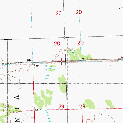 Topographic Map of Lateral Ditch Number One, MN