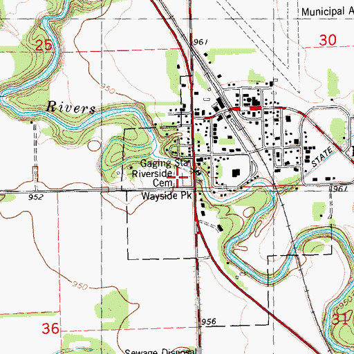 Topographic Map of Riverside Cemetery, MN