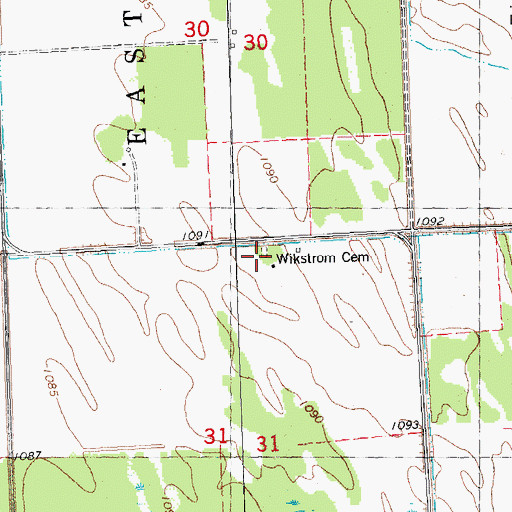 Topographic Map of Wikstrom Cemetery, MN