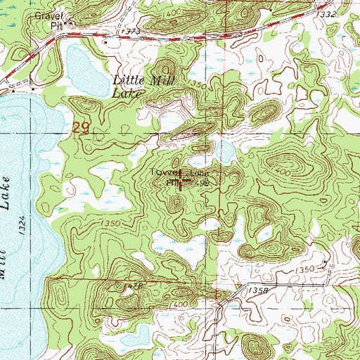 Topographic Map of Tower Hill, MN