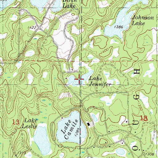 Topographic Map of Lake Jennifer, MN