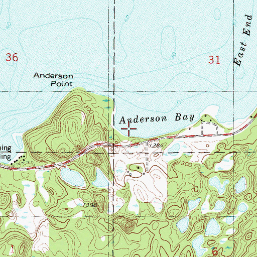 Topographic Map of Anderson Bay, MN