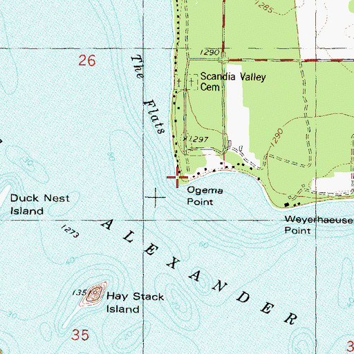 Topographic Map of Ogema Point, MN