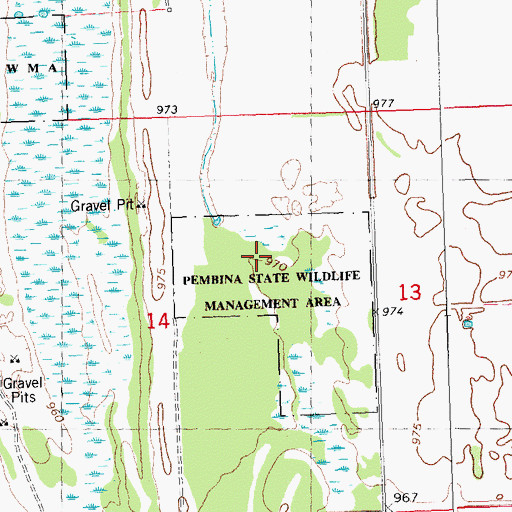 Topographic Map of Pembina State Wildlife Management Area, MN