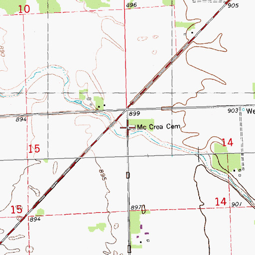 Topographic Map of McCrea Cemetery, MN