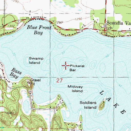 Topographic Map of Pickerel Bar, MN
