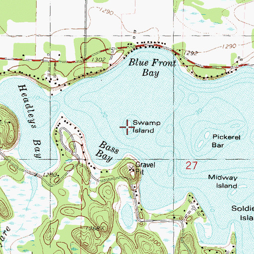 Topographic Map of Swamp Island, MN