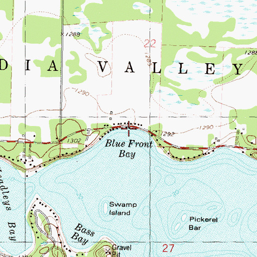 Topographic Map of Blue Front Bay, MN