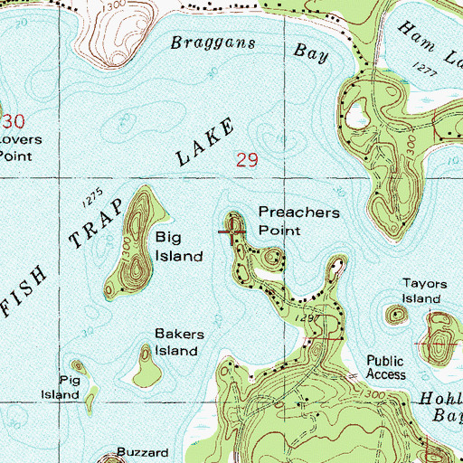 Topographic Map of Preachers Point, MN