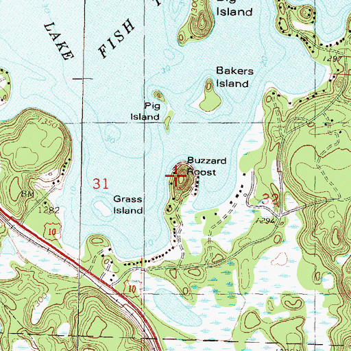 Topographic Map of Buzzard Roost, MN