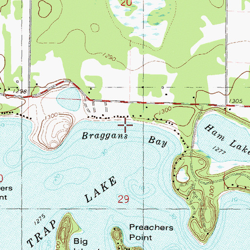 Topographic Map of Braggans Bay, MN