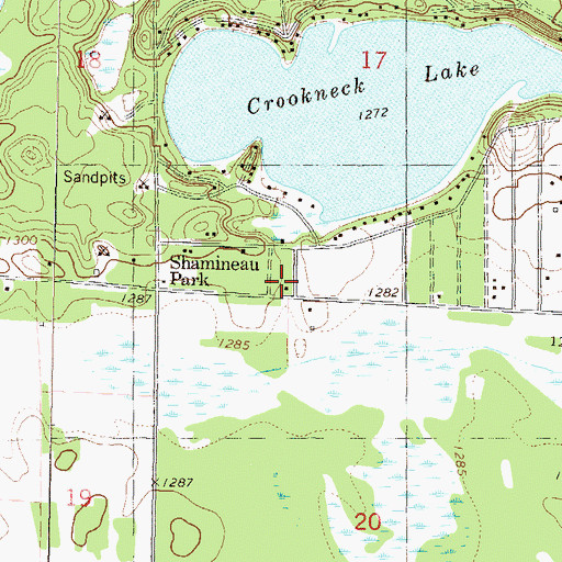 Topographic Map of Shamineau Park, MN