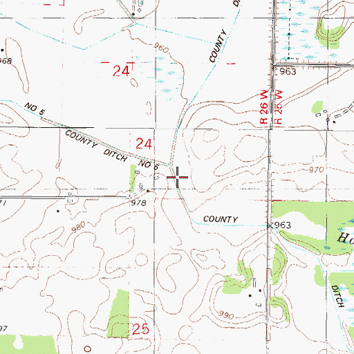 Topographic Map of County Ditch Number Four A, MN
