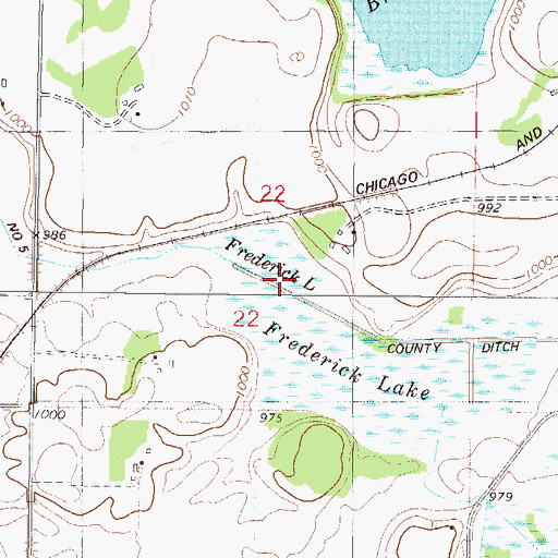 Topographic Map of County Ditch Number Five, MN