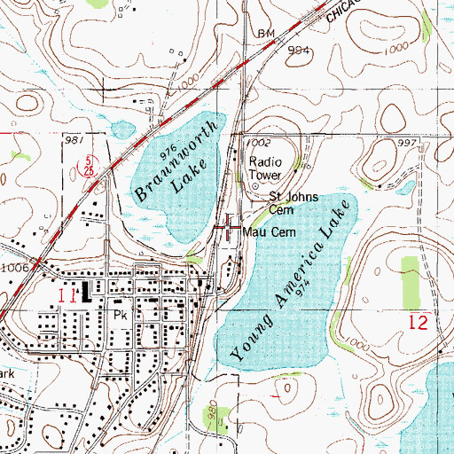 Topographic Map of Mau Cemetery, MN
