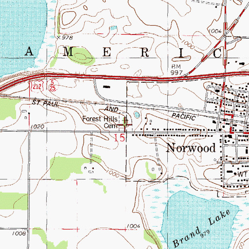 Topographic Map of Forest Hills Cemetery, MN
