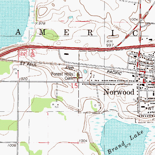 Topographic Map of Forest Hills Cemetery, MN