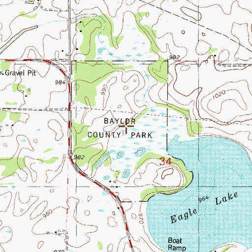Topographic Map of Baylor County Park, MN