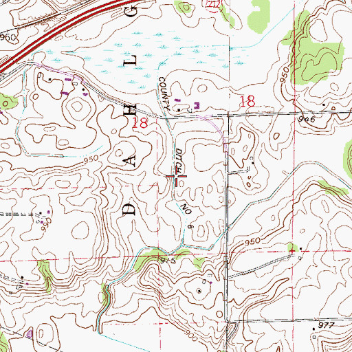 Topographic Map of County Ditch Number Six, MN