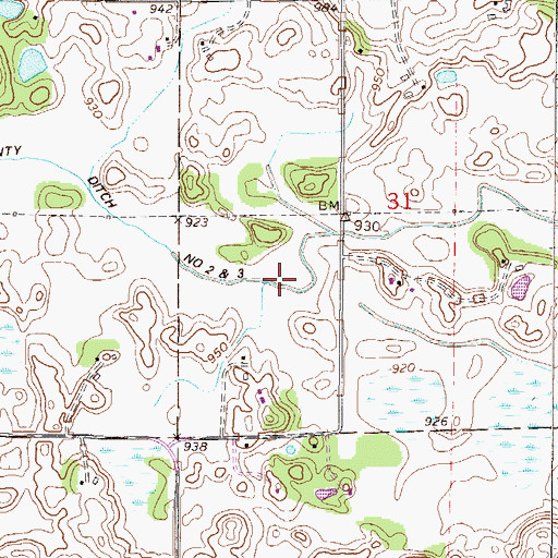 Topographic Map of County Ditch Number Two and Three, MN