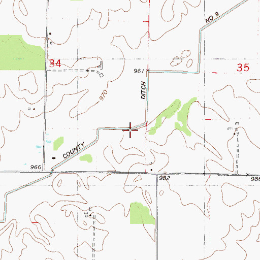 Topographic Map of County Ditch Number Nine, MN