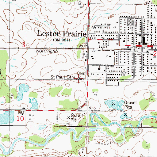 Topographic Map of Saint Paul Cemetery, MN