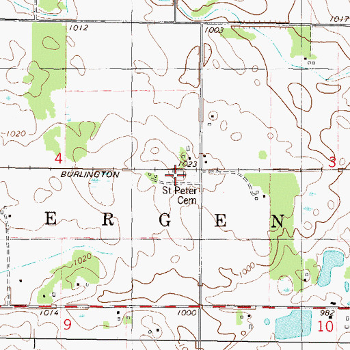 Topographic Map of Saint Peter Cemetery, MN