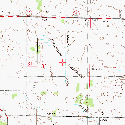 Topographic Map of Cloustier Lakebed, MN