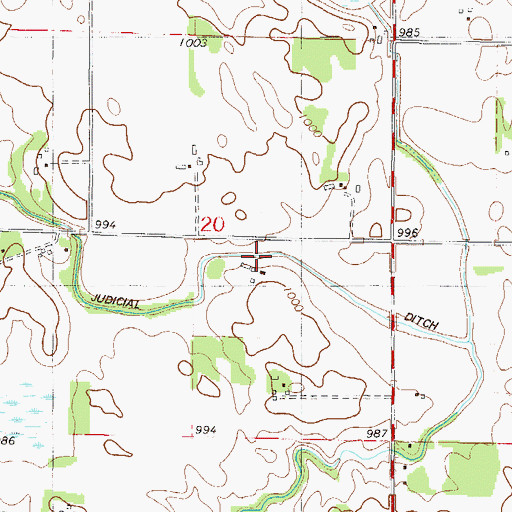 Topographic Map of Judicial Ditch Number One, MN