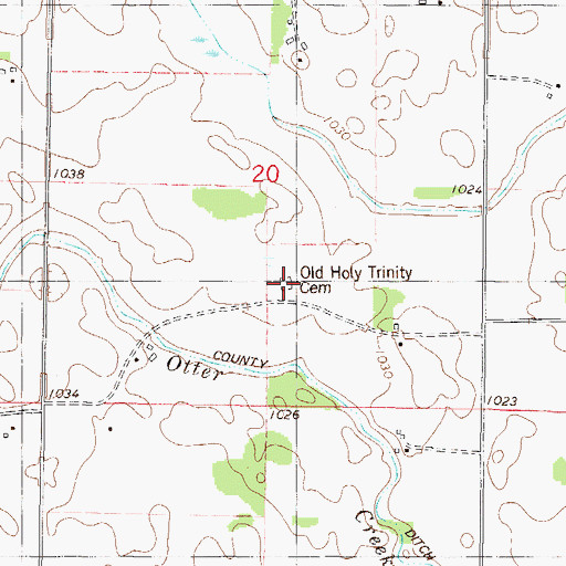 Topographic Map of Old Holy Trinity Cemetery, MN
