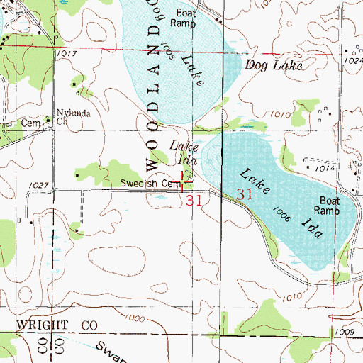 Topographic Map of Swedish Cemetery, MN