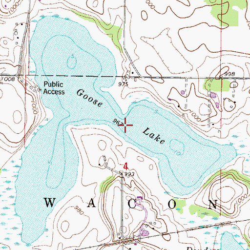 Topographic Map of Goose Lake, MN