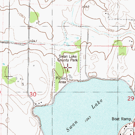 Topographic Map of Swan Lake County Park, MN