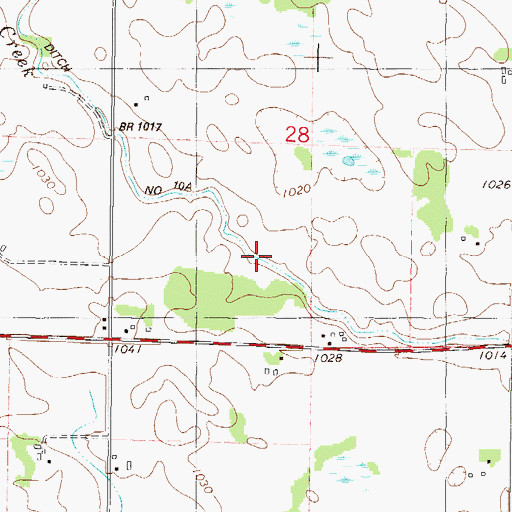 Topographic Map of County Ditch Number Ten A, MN