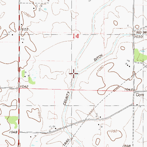 Topographic Map of County Ditch Number Thirtysix, MN