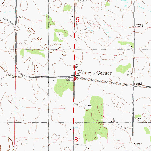 Topographic Map of Henrys Corner, MN