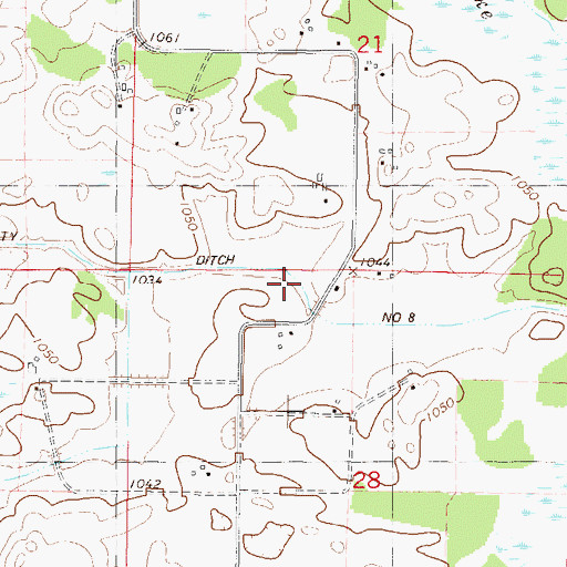 Topographic Map of County Ditch Number Eight, MN