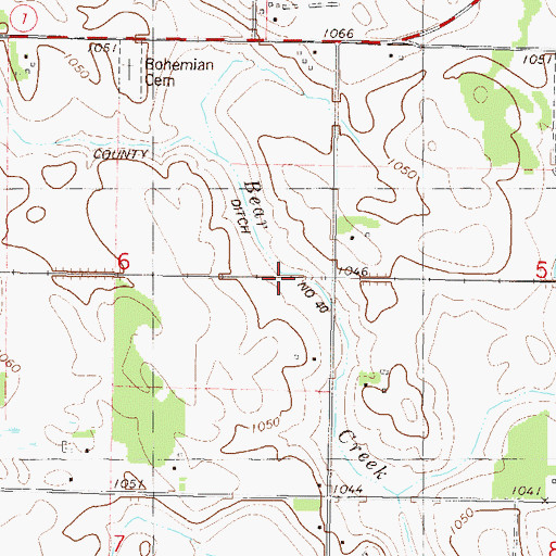 Topographic Map of County Ditch Number Forty, MN