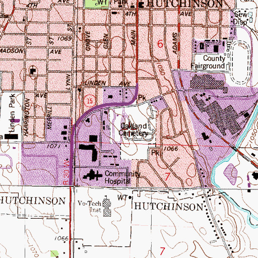 Topographic Map of Oakland Cemetery, MN