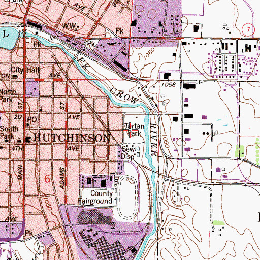 Topographic Map of Tartan Park, MN
