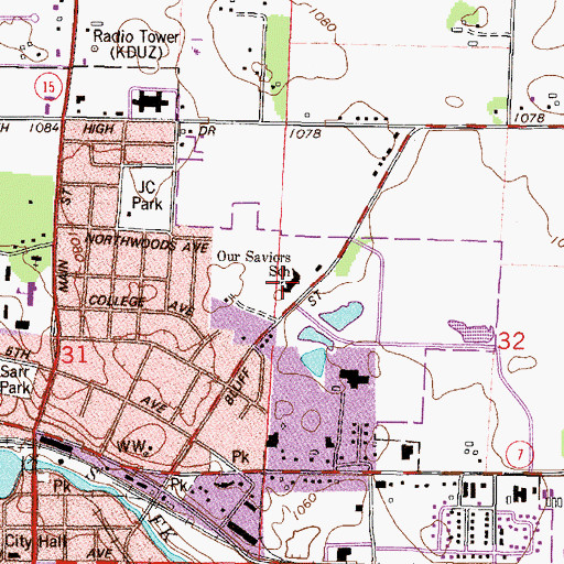 Topographic Map of Our Saviors School, MN
