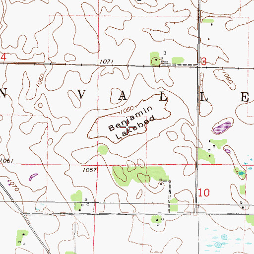 Topographic Map of Benjamin Lakebed, MN