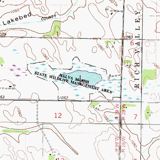 Topographic Map of Halva Marsh State Wildlife Management Area, MN