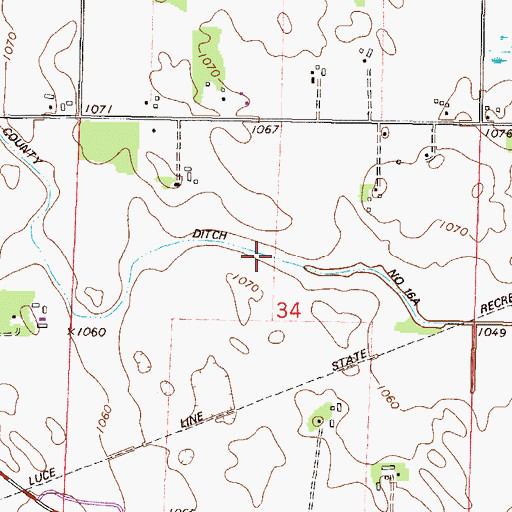 Topographic Map of County Ditch Number Sixteen A, MN