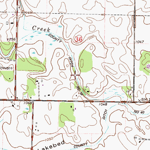 Topographic Map of County Ditch Number Sixteen, MN